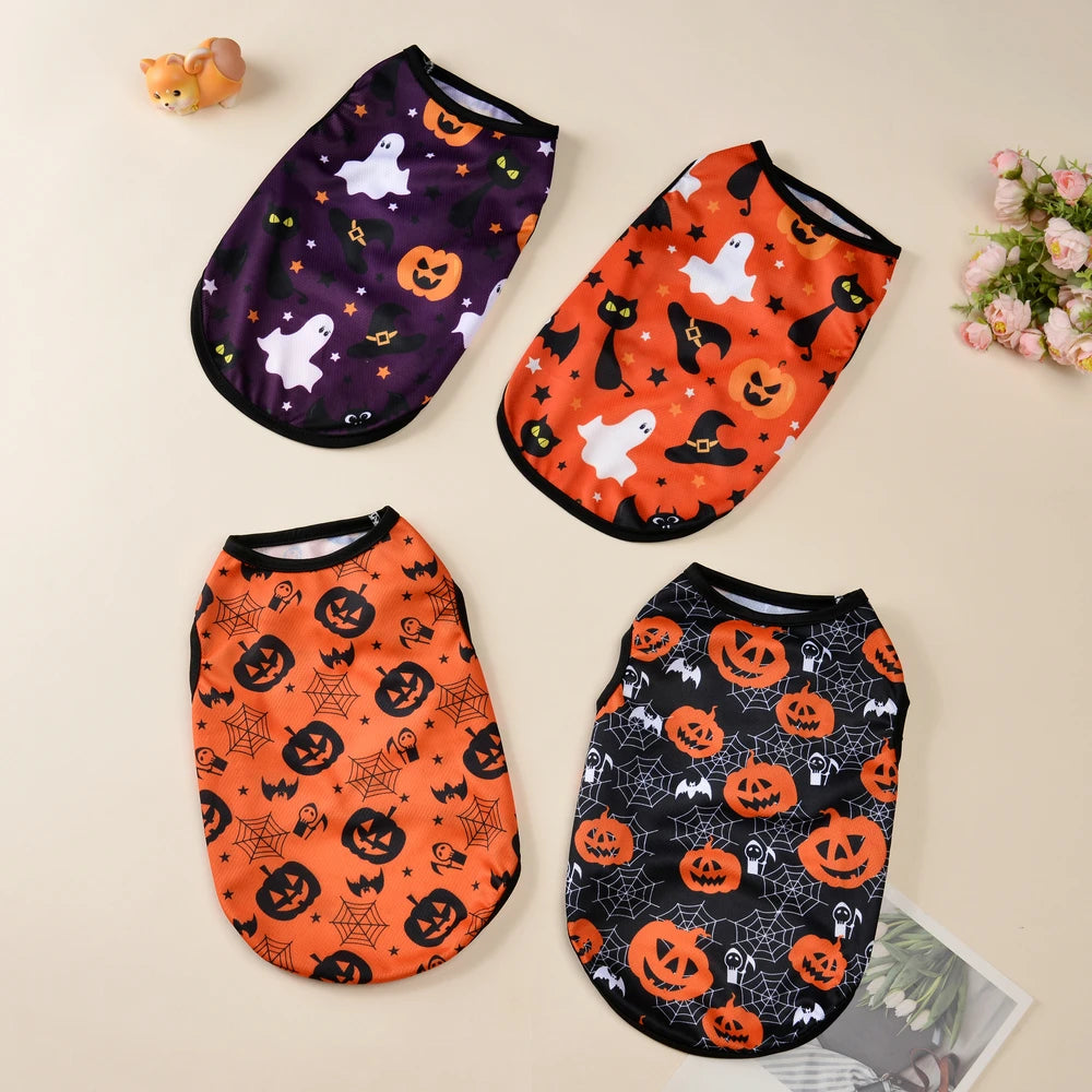 Pumpkin & Bat Print Dog Sweatshirt – Lightweight Halloween Pet Outfit, XS–XL