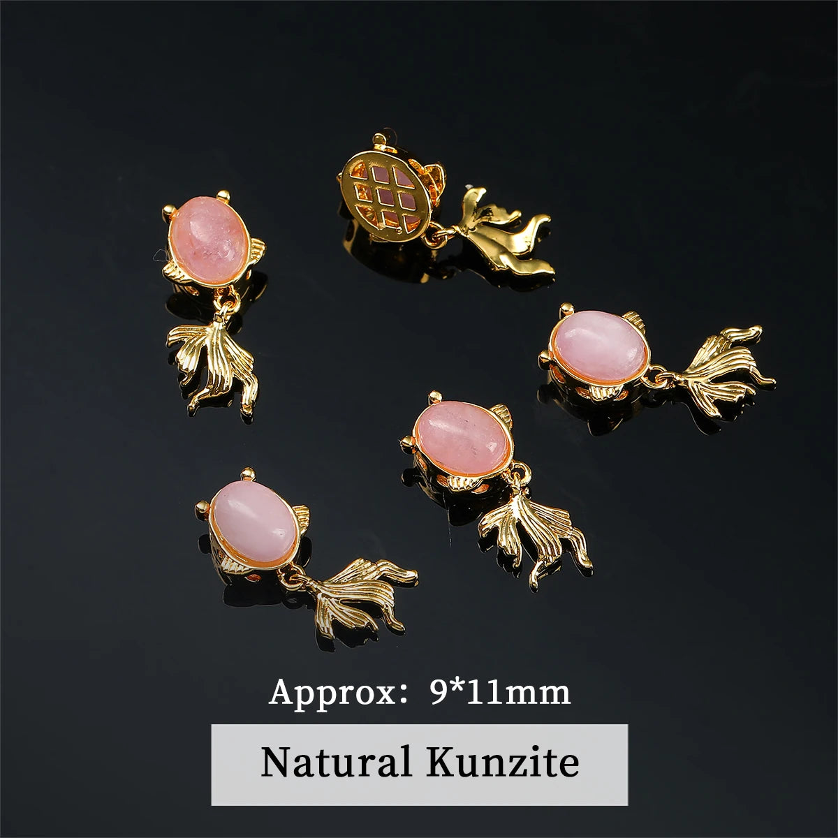 1 Pc Natural Stone Kunzite Bead Carved Cute Lucky Charm Pendants For Jewelry Making DIY Bracelet Necklace Accessories