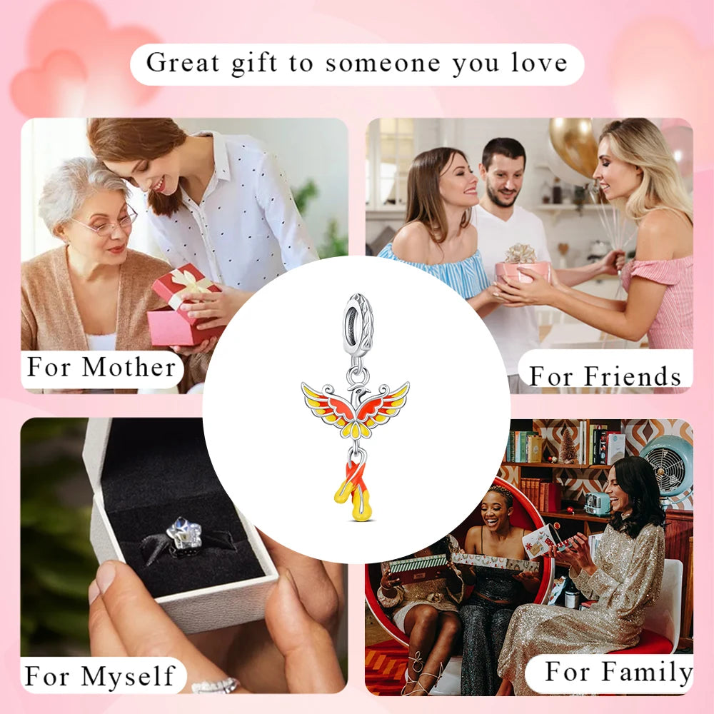 New Charms Hot Holiday Original Phoenix Pendant S925 Sterling Silver Bead Fit Bracelets Diy For Women Fine Jewelry Love Gift