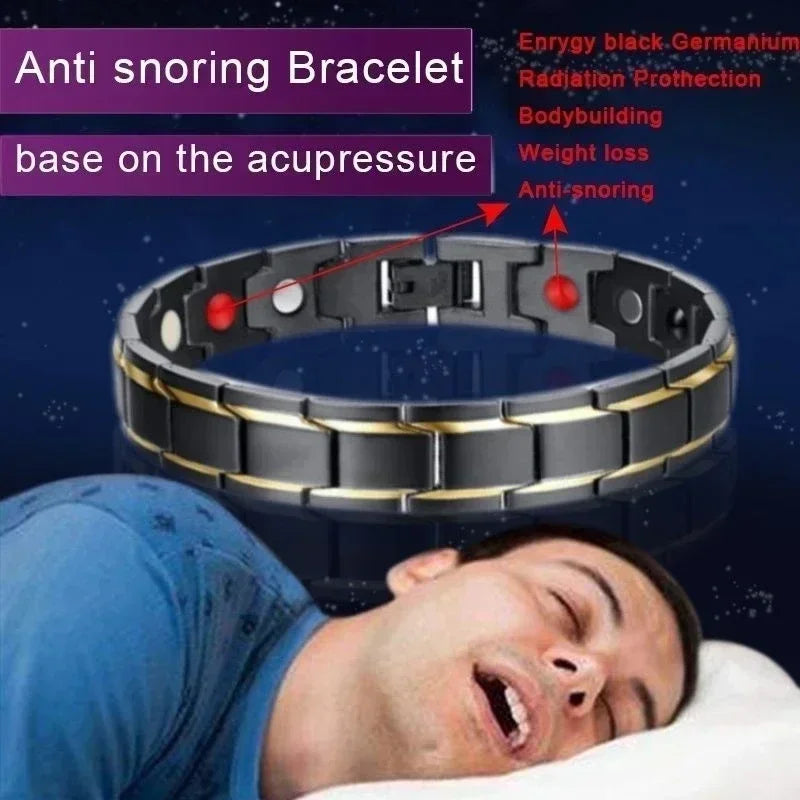 New Mens Jewellery Magnetic Therapy Health Anti-snoring Stainless Steel Bracelet for Men Adjustable Bracelet Pulsera Hombre