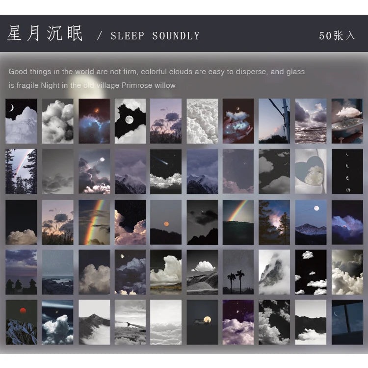 Yoofun 50 Sheets Natural Scenery&Art Paintings Stationery Stickers Book Aesthetic Landscape Cute Scrapbooking Planner Journaling