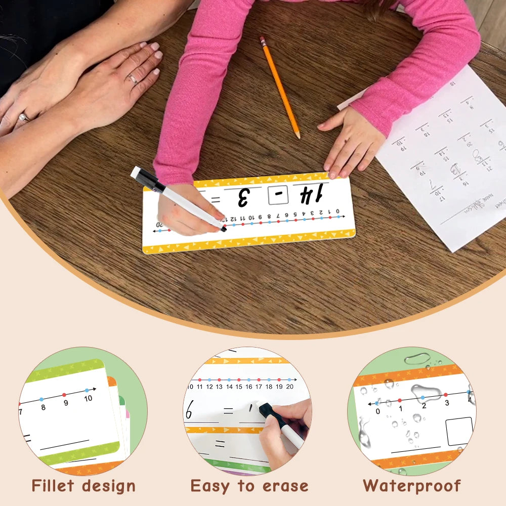 16Pcs Educational Dry Erase Number Line Cards for Kids Addition & Subtraction Math Manipulative Game for Kindergarten Learning