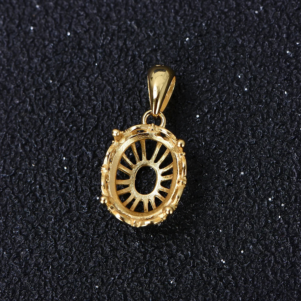 5*7-12*16mm Pendant Blank Open Bezel Setting, S925 Sterling Silver Four-Prong Exquisite Lace Style Pendant Base