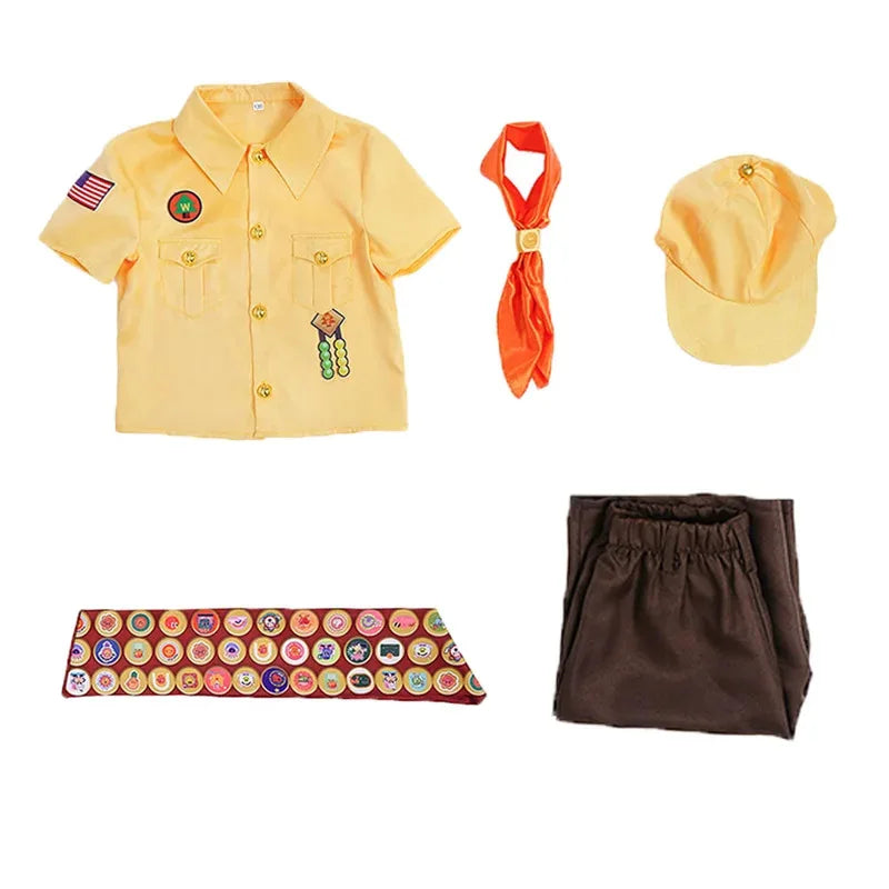 25COSCartoon Movie UP Russell Boys Halloween Cosplay Costume Kids Outfit