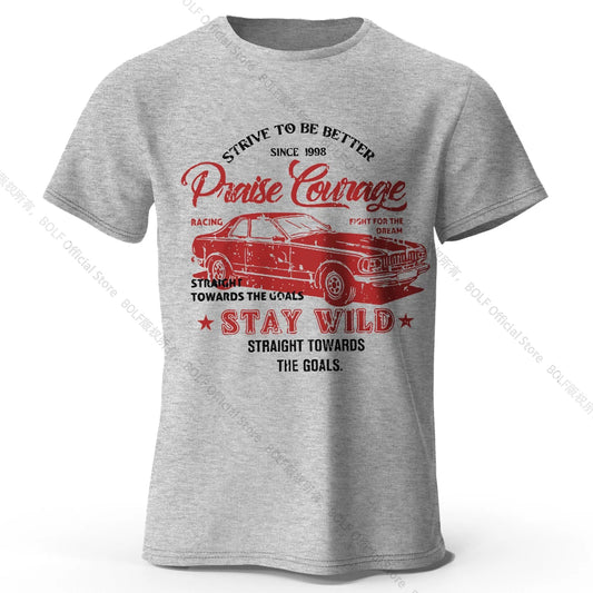 Men's Old Car Printed T-Shirt 100% Cotton Oversized Vintage Old School Graphic Tees for Men Women Summer Tops