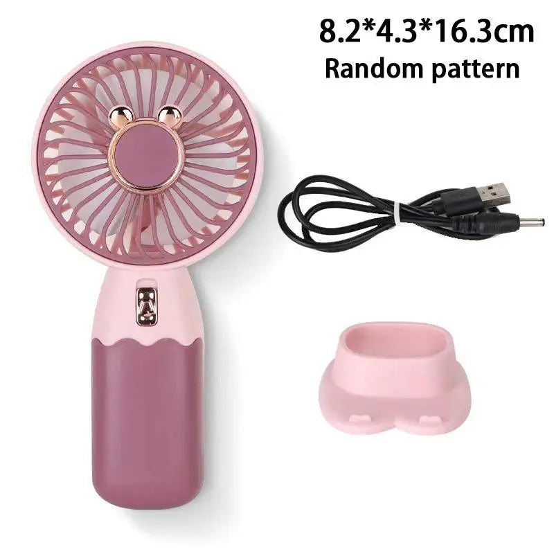 2In1 Mini Electric Fan Outdoor Portable Handheld Usb Rechargeable Cooling Desk Fan With Mobile Phone Stand Function Summer·