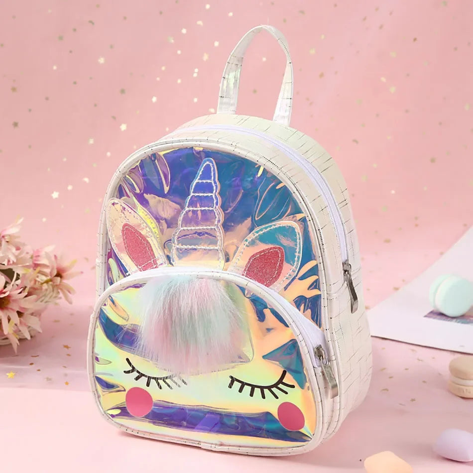 Unicorns Cartoon School Book Bag Backpacks Cute Fashion 3D Fur Backpacks For Girls Travel Backpack Children Schoolbag Kids Gift