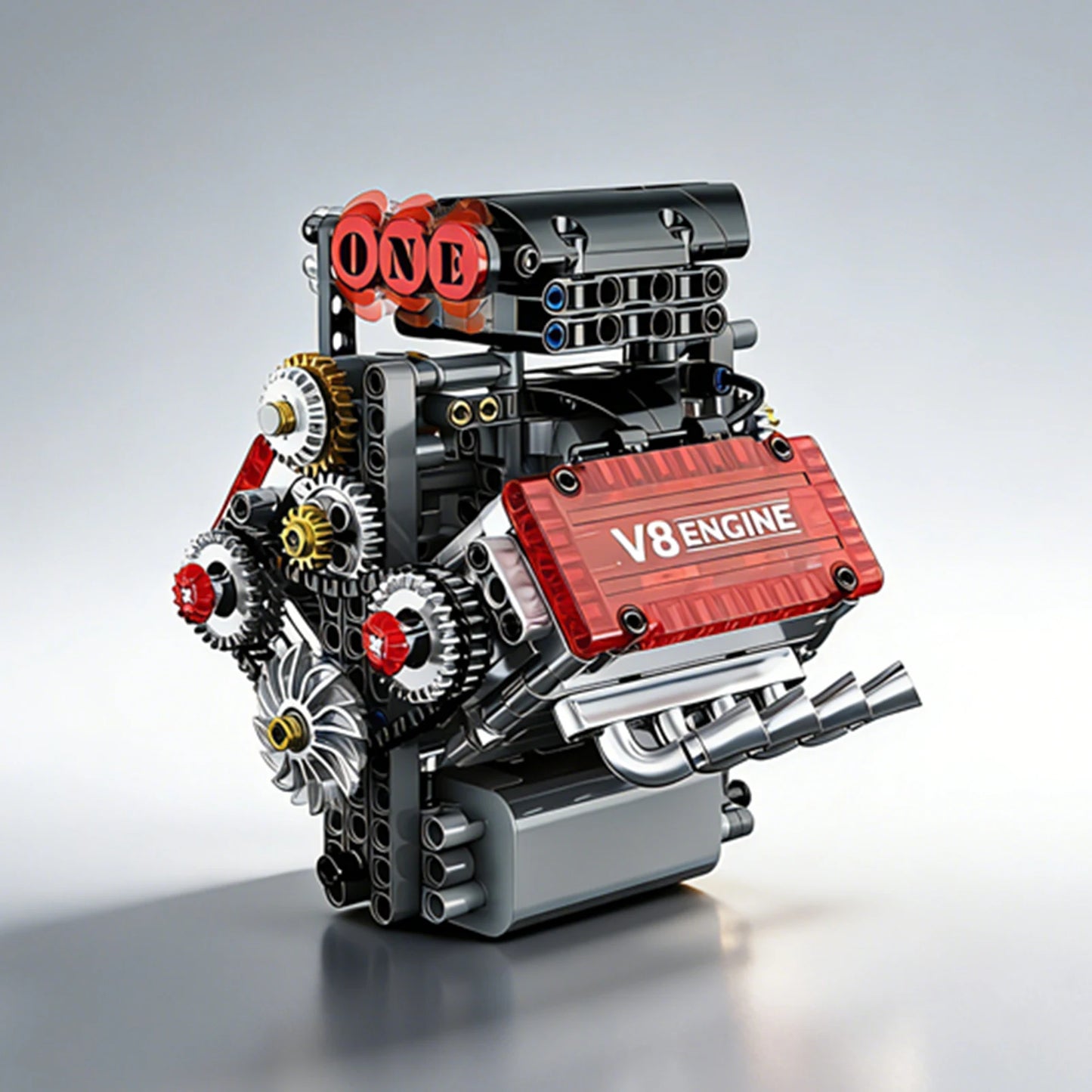 Technical V8 Engine Model Building Blocks Kit Mechanical STEM DIY Construction Toy Educational Science Gift Adults Teens