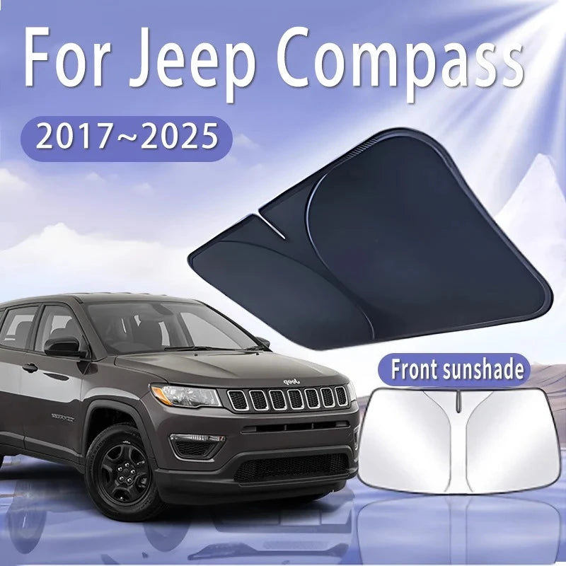 For Jeep Compass 2017~2025 2019 2022 2023 MK2 Car Sun Visor Front Windshield Sunshade Heat Insulation Summer Cooling Accessories