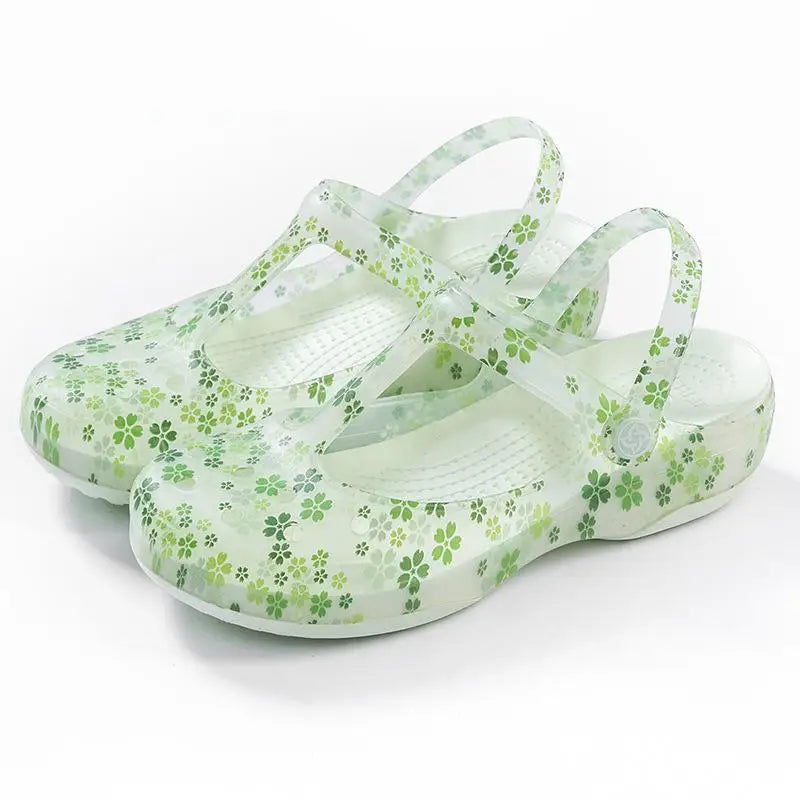 35-40 Womens Sandals Summer Shoes Mules Clogs Female Slippers Mujer Garden Zapatos Soft Bottom Breathable Flower Beach Footwear