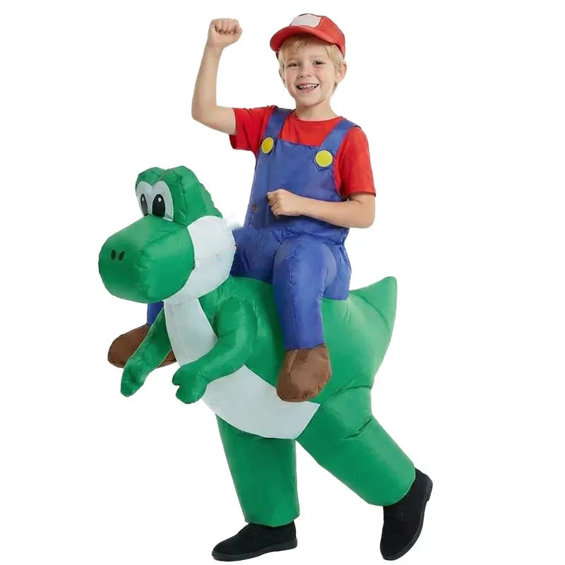 Adult Kids Plumber Costume Dinosaur Inflatable Suit Halloween Cosplay Party Performance Outfit Holiday Dance Parties & Carnival