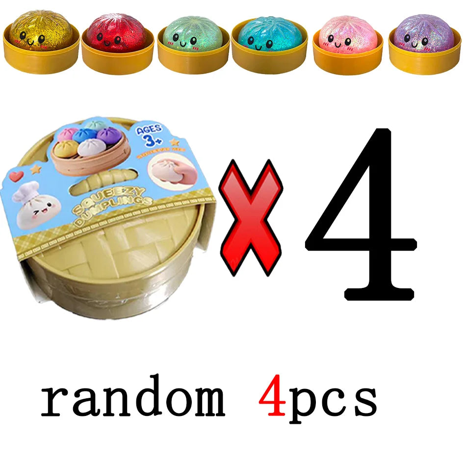 Dumpling Pressure Dumpling Squishies Cute Colorful Bun Toy Slow Rising Stress Relief Fidget Toy for Kids Adults Anti-Anxiety Gif