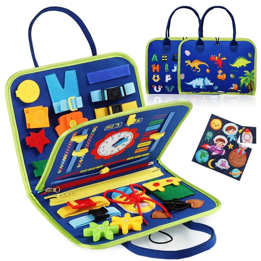 Montessori Busy Board Sensory Toys Educational Travel Activities for Kids Preschool Fine Motor Skills Learning Gift
