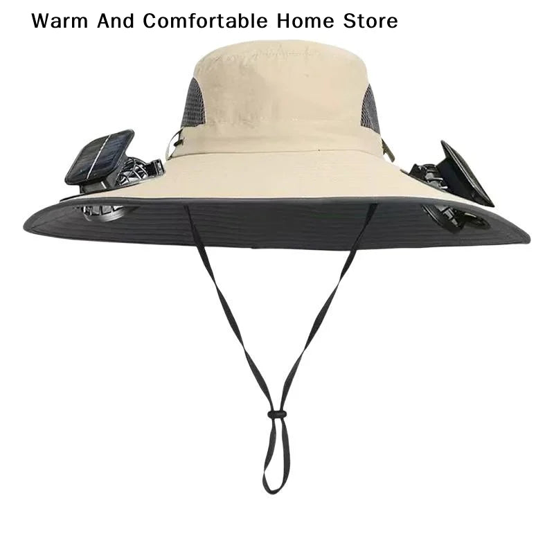 【SE】Solar Powered Sun Hat Cooling Fan UV Protection Outdoor Hiking Fishing Camping Summer Travel Bucket Hat Sun Protection Hat