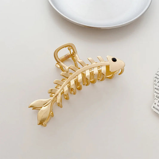 4 Color Fish Bones Design Woman Hair Claws Clips Fashion Metal Large Hairpins Punk Style  Barrettes Gilrs Hair Accessories