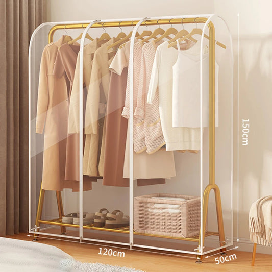 Floor Clothes Hanger Dust Cover Bedroom Drying Rack Dust Cover Cloth Translucent Coat Suit Storage Bag Dormitory Supplies