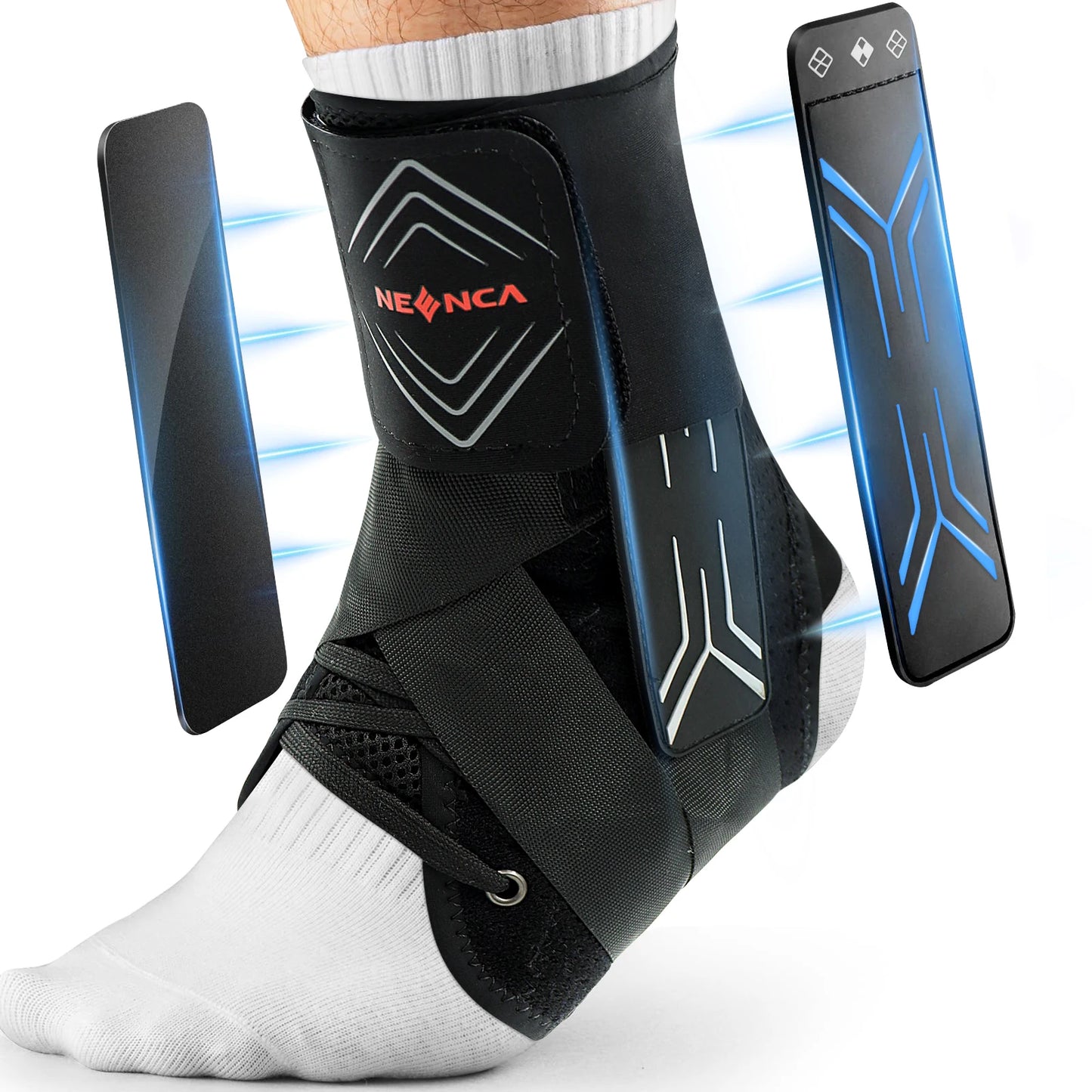 NEENCA Ankle Brace for Sprained Ankle, Quick Lace Up Ankle Support for Women Men Ankle Stabilizer Injury Recover Running Sports