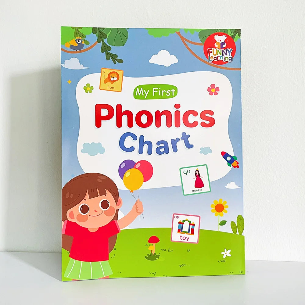 1 Book My First Learning Chart and Phonics Educational Teaching Aids Vocabulary Building Poster Set, Homeschool Study Activity