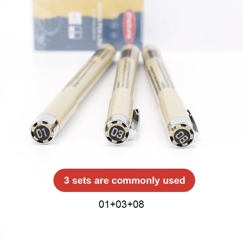 12 Tip Pigment Liner Micron Ink Marker Pen for Manga Draw Sketching Needle Pen Hook Line Pen Sketch Stationery Set Art Supplies