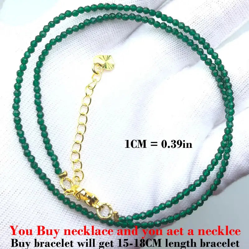 HOT Natural Stone 2mm Faceted Beads Necklace Crystal quartz Garnet agate Beaded Chains Fashion Simple Men Women Jewelry Gifts
