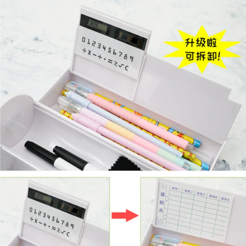 Pencil-box Multi-functional Pencil Case Plastic Double-layer Creative Pencil-box for children  Writing case