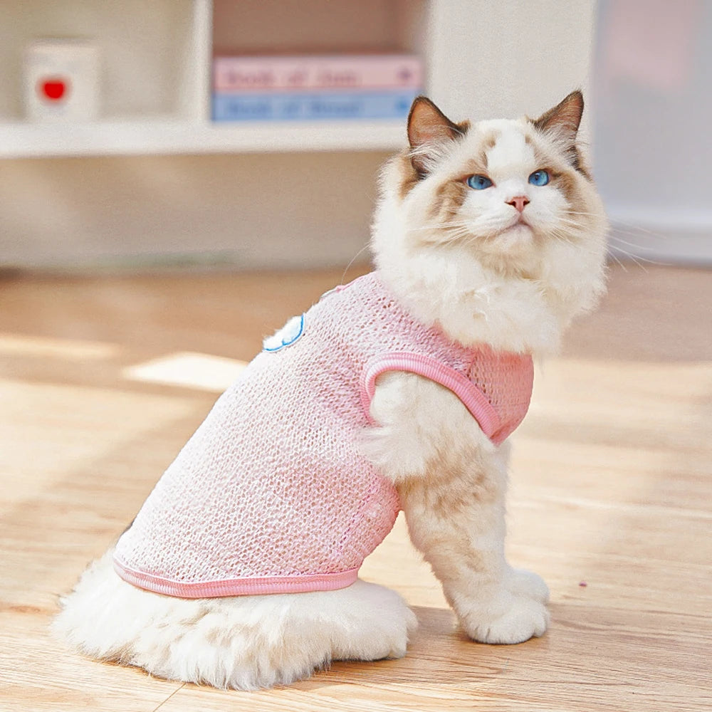 Cute Dog Cooling Vest Solid Breathable Mesh Thin Small Dog Summer Clothes  Bichon Medium Cat T Shirts Clothing Puppy Undershirt