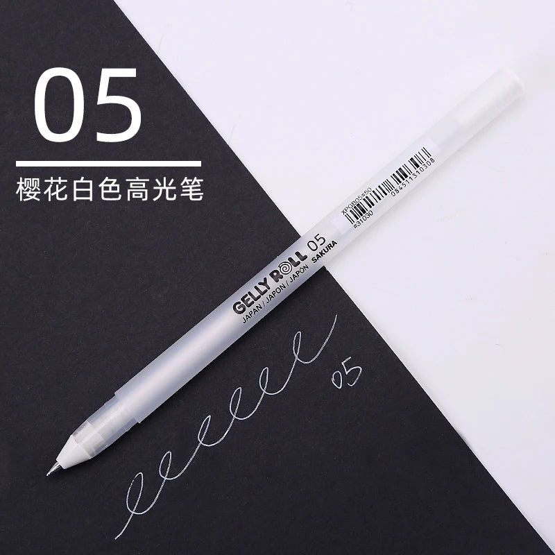 1/3PCS SAKURA Gelly Roll Gel Pens Highlight Marker for Journaling Art Drawing Classic White Ink Assorted Point Fine Medium Bold