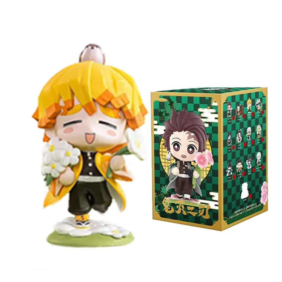 10CM Anime Demon Slayer Blind Box Figure Tanjiro Kamado Nezuko Cartoon PVC Model Desktop Ornament Child Christmas Halloween Gift