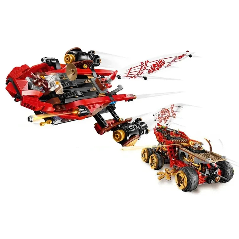 Ninja Reward Land Chariot Aircraft Transformed into Mecha Samurai Minifigure Dragon 70677 Assembled Building Block Toy Gift