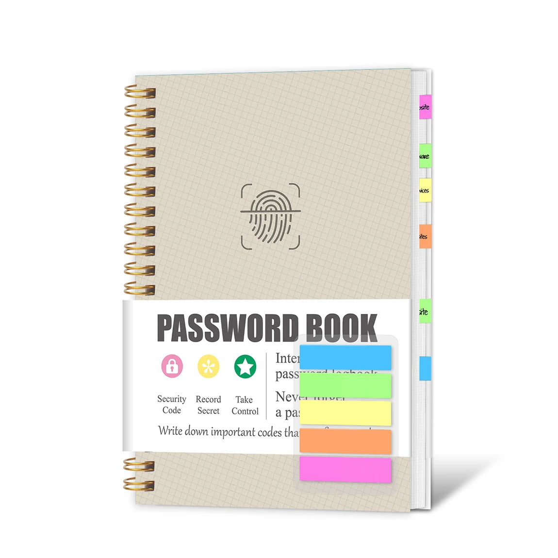A6 Password Book Spiral Internet Password Organizer Notebook with Tabs for Login Records
