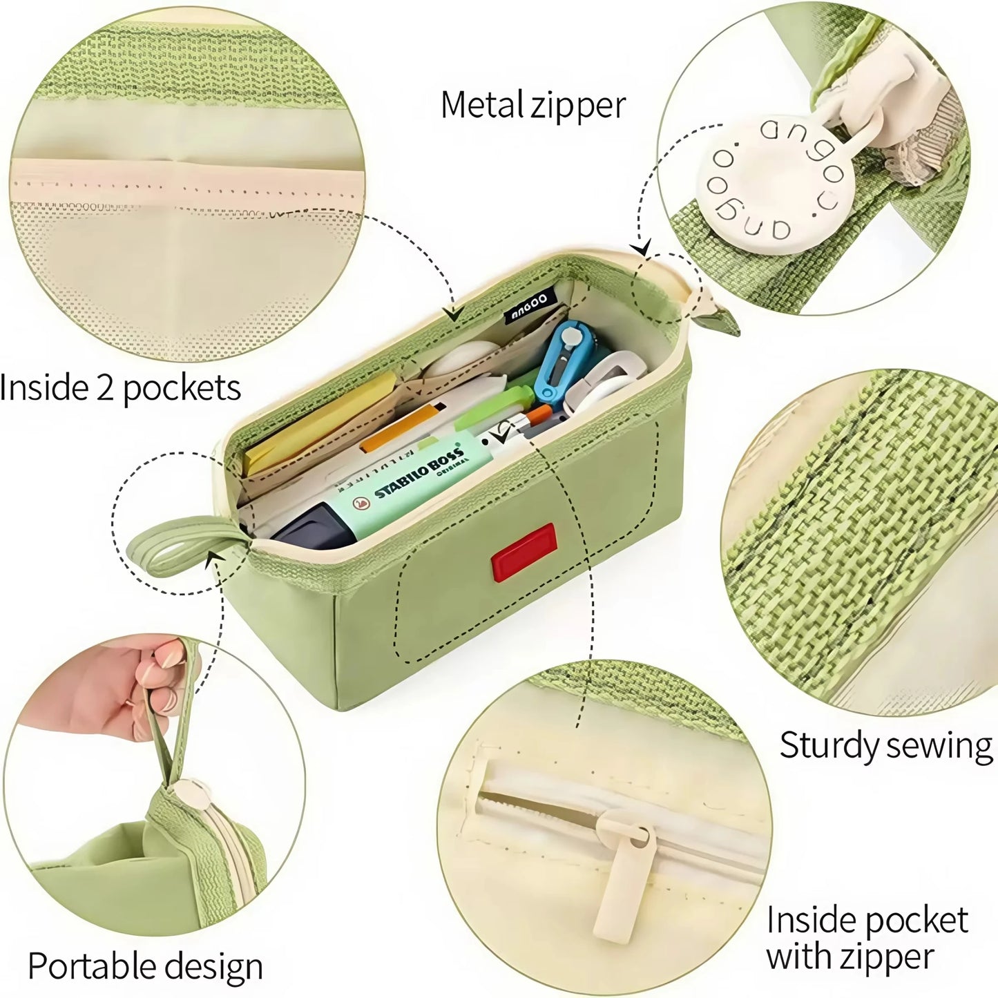 Large Capacity Pencil Case With Pen Holder Label Minimalist Student Stationery Storage Creative Stationery Storage Bag