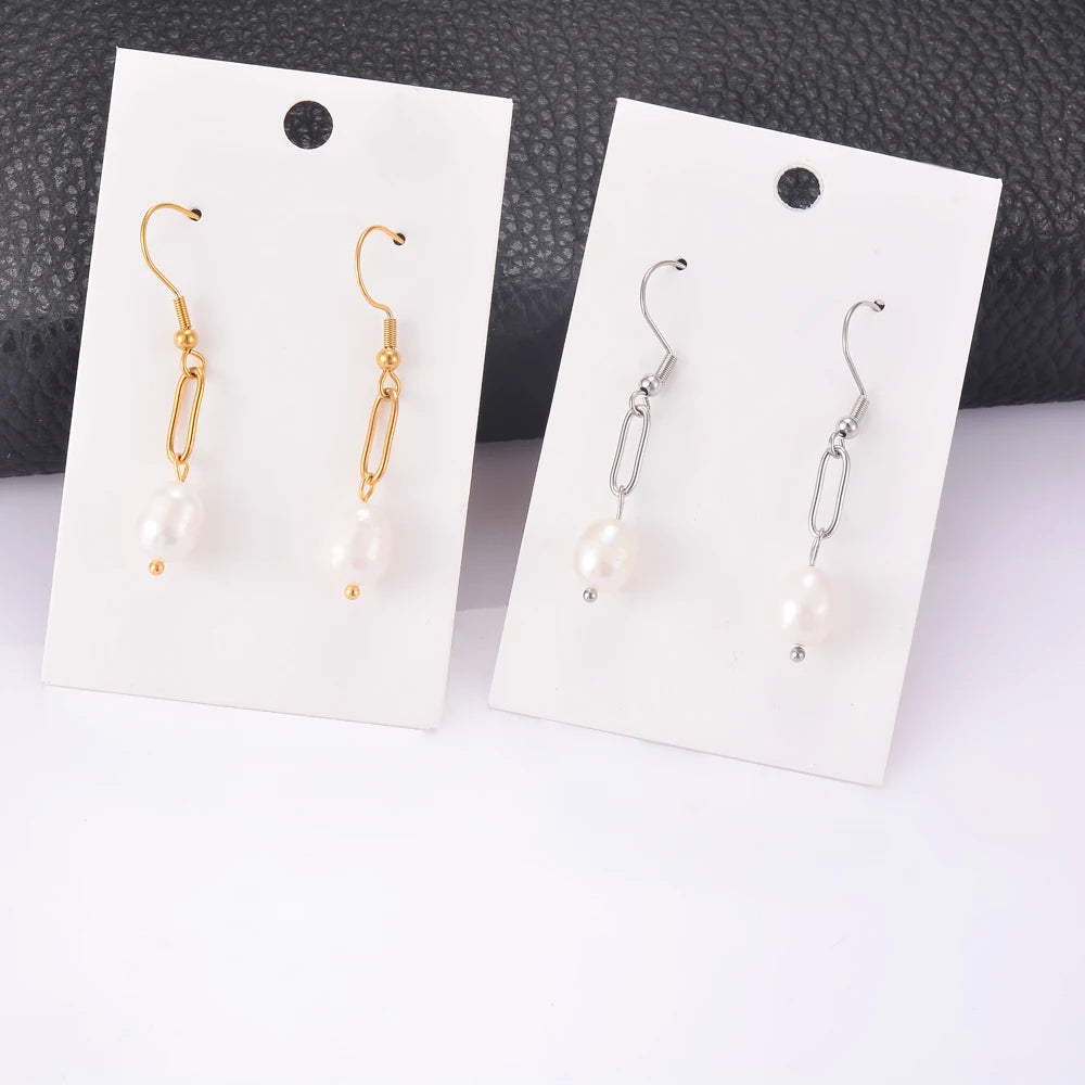 Trendy Irregular Natural Pearl Stainless Steel Women Stud Earrings Piercing Jewelry For Female Dropshipping