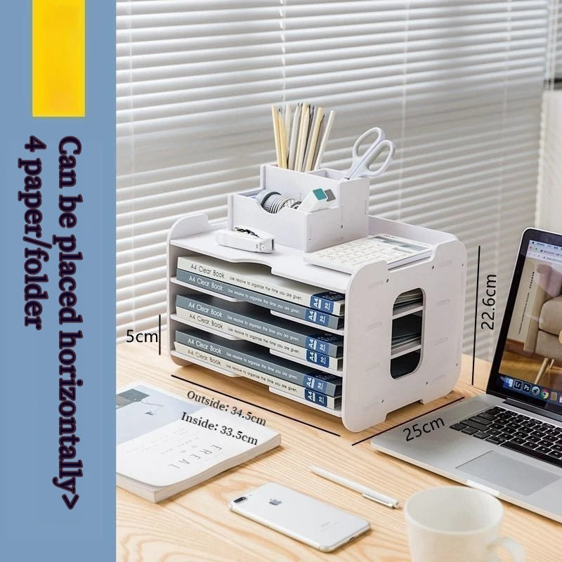 New Office Desktop File Rack Multi-Layer Folder Storage Box Desktop Finishing Artifact Office Supplies Storage Rack