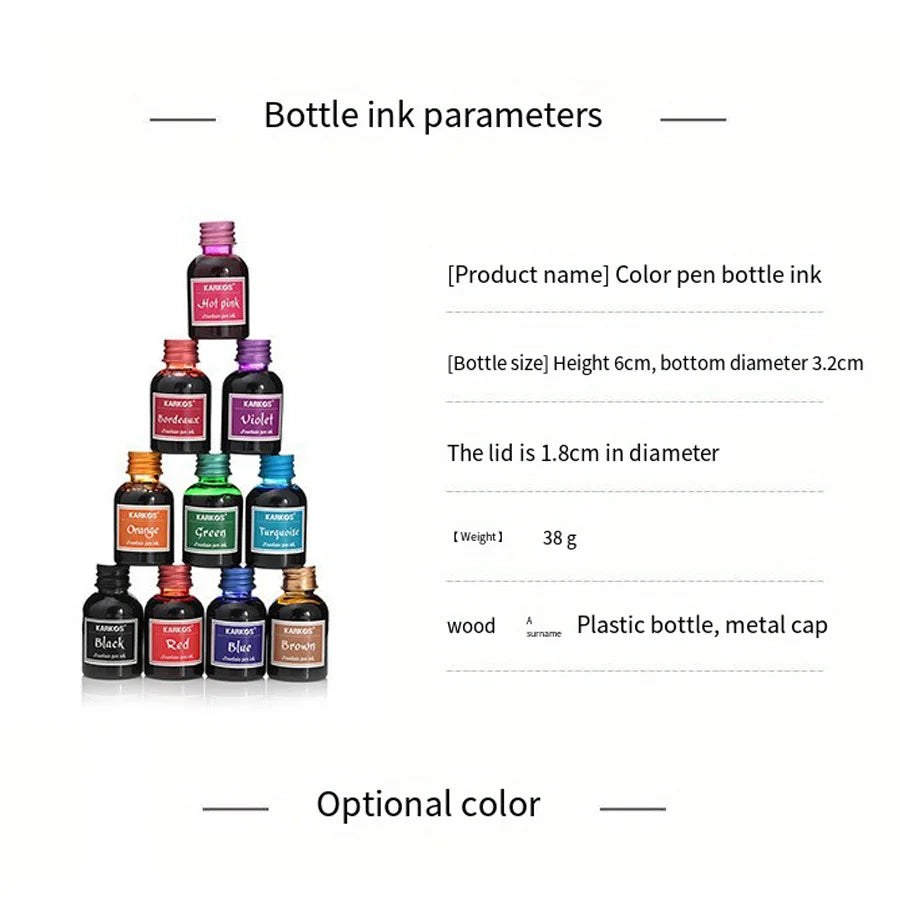 1 Bottle Pure Colorful 30ml Fountain Pen Ink Refilling Ink Stationery School High Quality Calligraphy Writing Fountain Ink