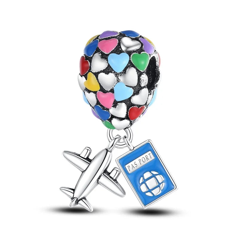 925 Sterling Silver Hot Air Balloon Sunflower Color Series Charms Beads Fit Original Wear Bracelets S925 DIY Jewelry Gifts