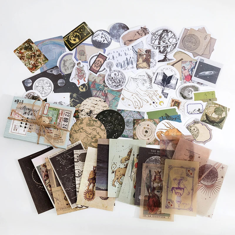 Yoofun 60pcs/pack Multi-Material Sticker Pack Vintage Mushroom Plants butterflies Stickers for Journal Scrapbooking Craft Making