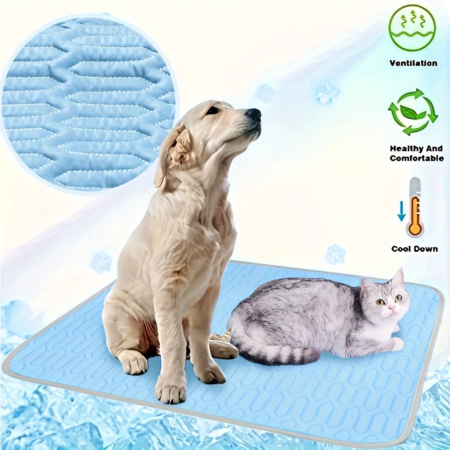 2025 Upgraded Ice-Cool Summer Pet Cooling Mat and Bed Sweat-Absorbent Fabric Available in 4 Sizes for Small Medium and Large Pet