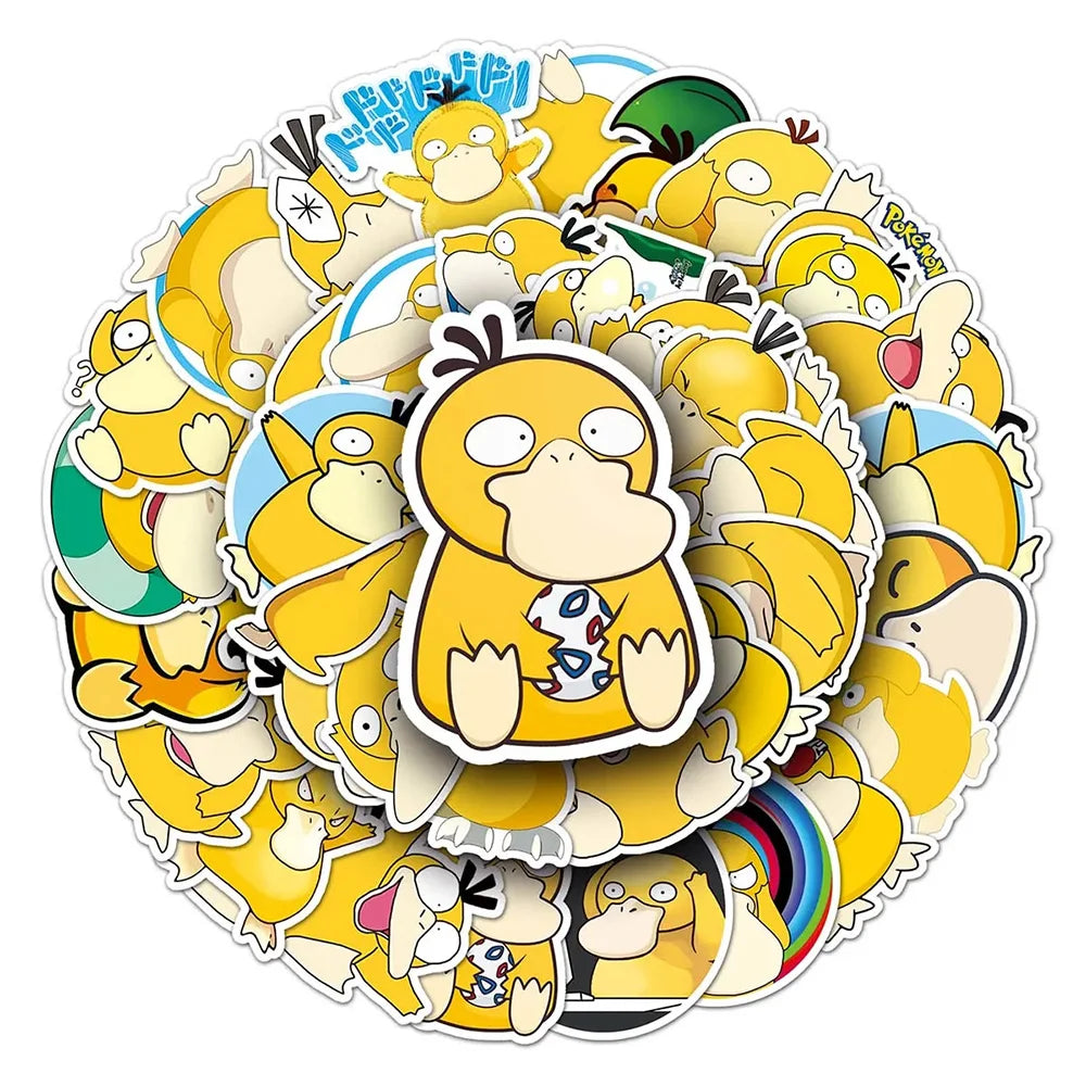 10/30/50pcs Kawaii Anime Pokemon Psyduck Stickers Cute Cartoon Graffiti Decal DIY Phone Water Bottle Laptop Sticker for Kids Toy