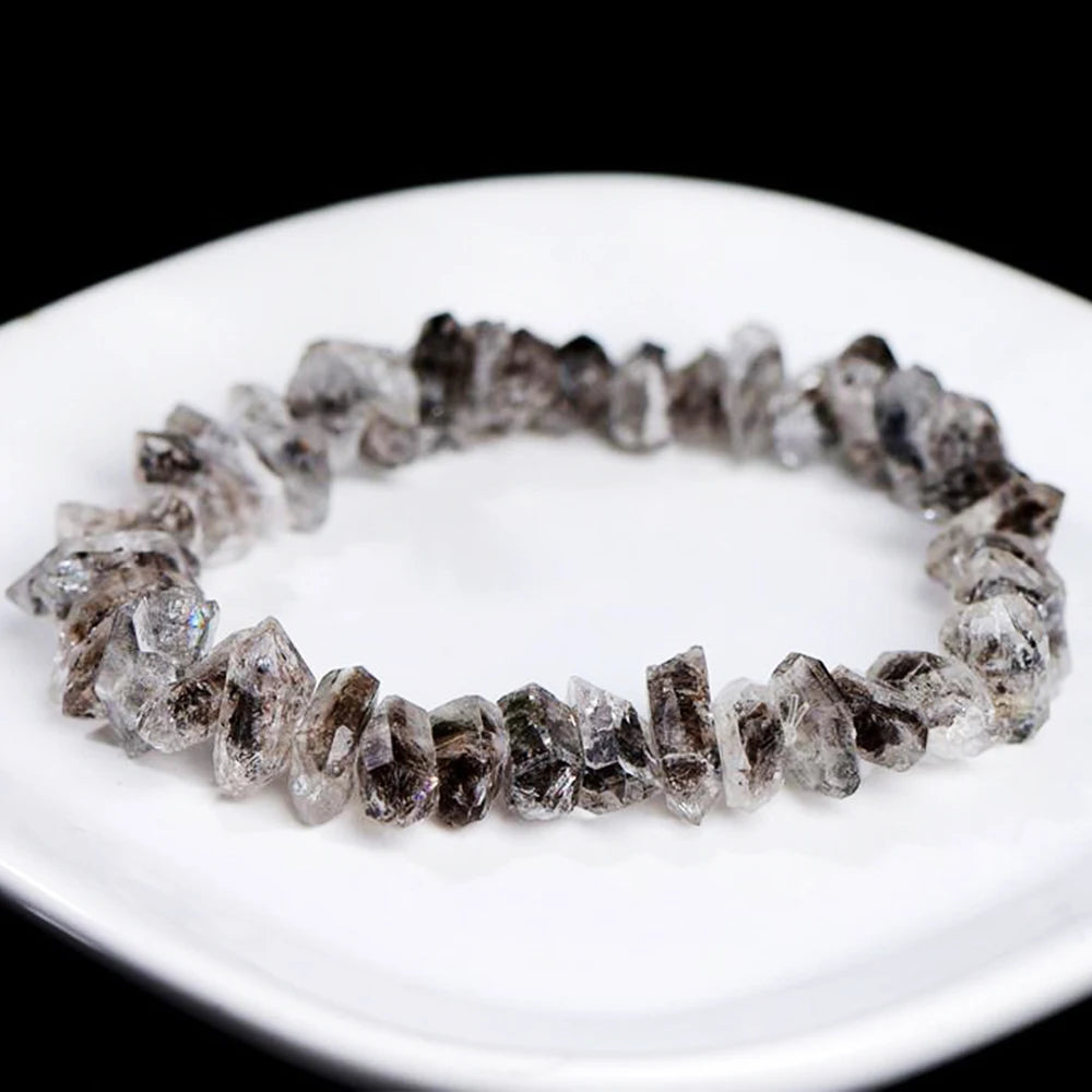 Natural Herkimer Diamond Bracelet Double Pointed Crystal Quartz Hand Chain Real Gemstone for Festival Gifts Fashion Jewelry