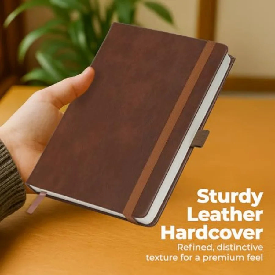 Lined Leather Bound Journal Notebook, Hardcover - 5.8x8.3" - Thick College Ruled Paper Journals for Men and Women - Personal an