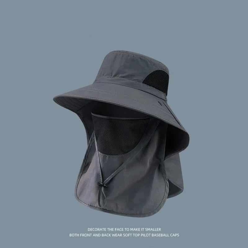 Summer Sun Hats UV Protection Outdoor Hunting Fishing Cap For Men Women Hiking Camping Visor Bucket Hat Neck Flap Fisherman Hat