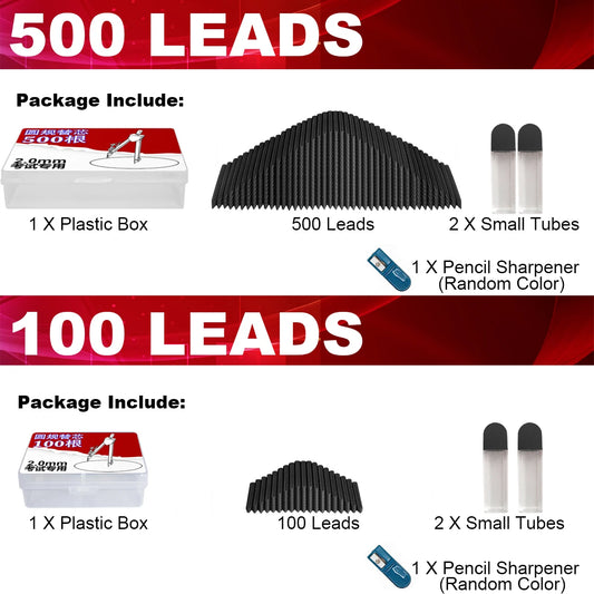 Compass Lead Refills – 100 or 500pc 2mm Leads for Technical Drawing