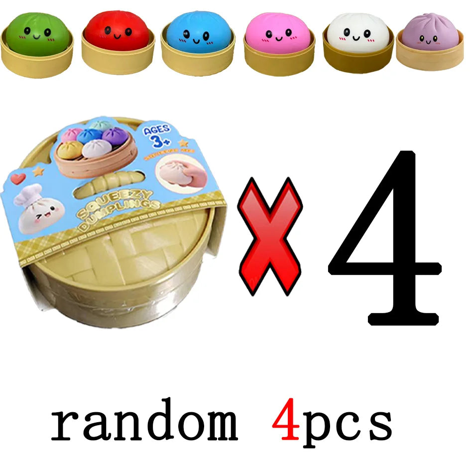 Dumpling Pressure Dumpling Squishies Cute Colorful Bun Toy Slow Rising Stress Relief Fidget Toy for Kids Adults Anti-Anxiety Gif
