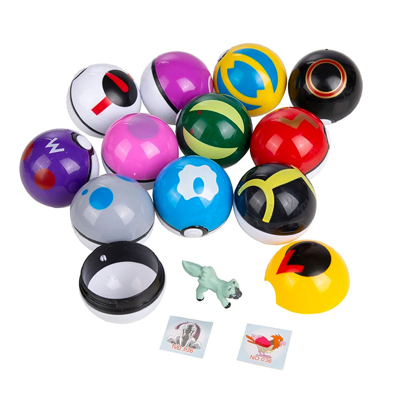 12Pcs/Set Pokemon OPP Bagged Pokeball Pikachu Action Figure Game Pocket Monster Genie Ball Model Anime Cartoon Dolls Toy Gifts