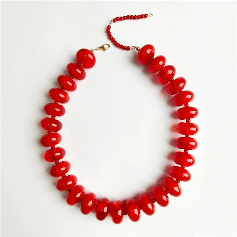 Bohemian Fashion Casual Dopamine Resin Bead Necklace Charms Chunky Jewelry Suitable for Women Daily Vacation Wear