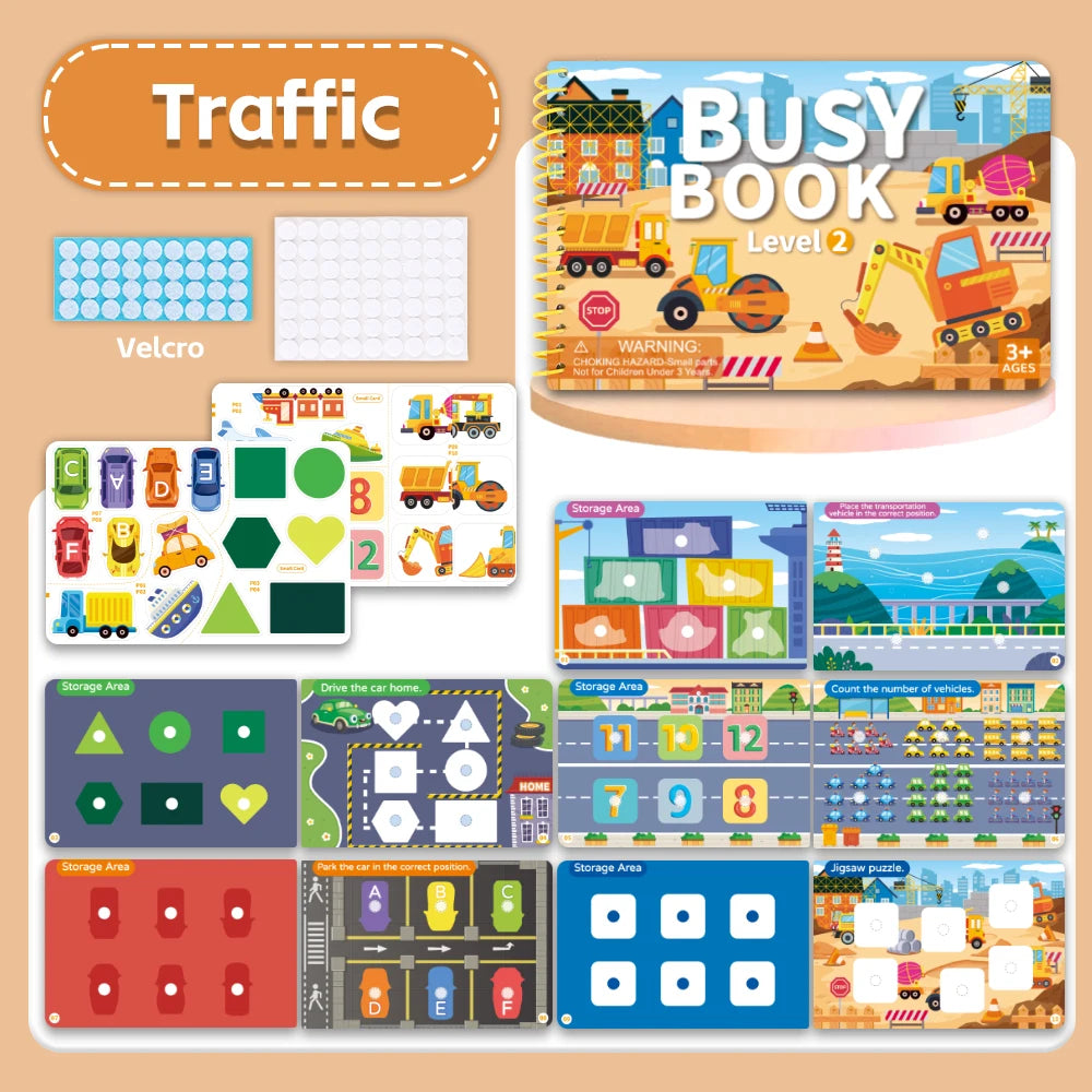 Children Quiet Busy Book 4 Themes Cartoon Travel Sticker Books Kids DIY Sticker Educational Game Montessori Paste Book Toy Gifts