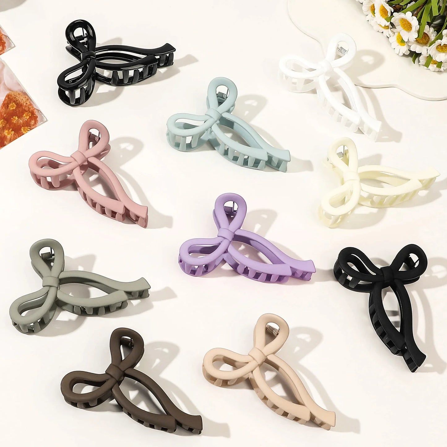 Matte Bow Large Hair Claw Crab for Women Acrylic Bowknot Hair Clips Hairpins Girls Barrettes Headbands Ponytail Hair Accessories