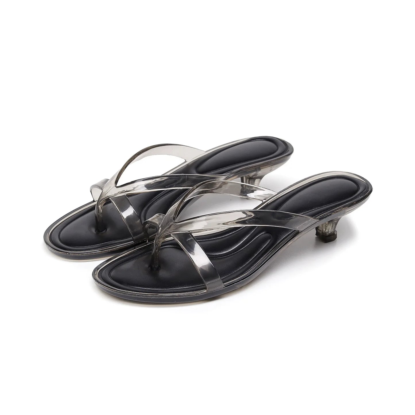 Women's New Sandals Pair of Flip Flops Wearing Square Headed Fashionable Wine Glasses Crystal Jelly PVC MS Slippers