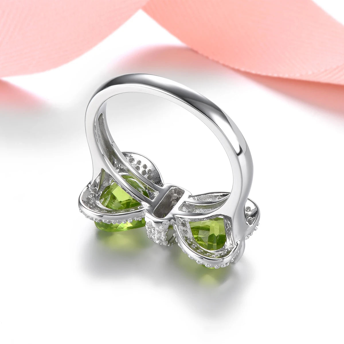 Natural Peridot Solid Sterling Silver Rings 3.8 Carats Genuine Birthstone Romantic Elegant Fine Jewelrys S925 Design Gifts