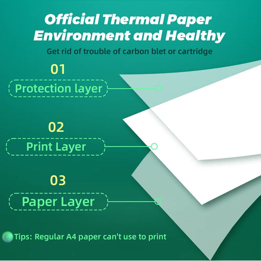 A4 Thermal Paper 216mm Paper Quick-dry Continuous Paper Suitab for Phomemo M08F/M832/M833/M834/M835 Portable Printer